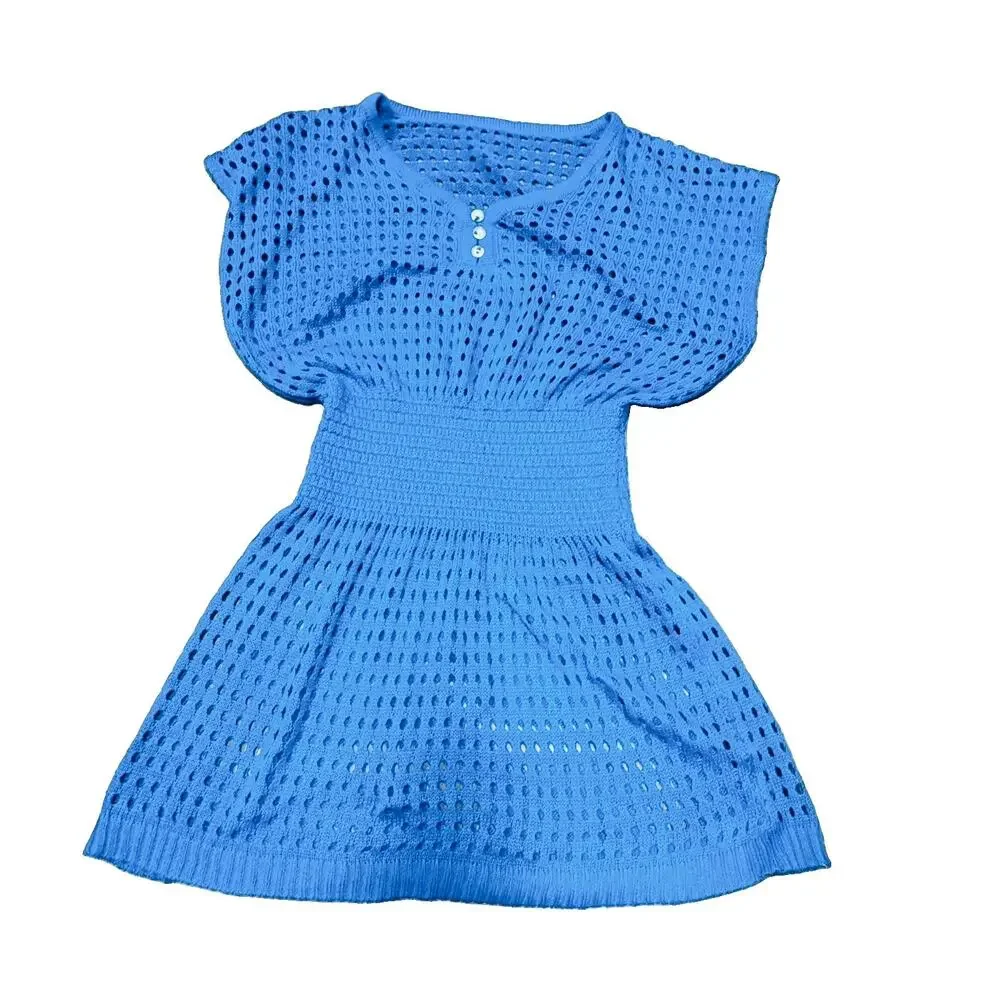 Turquoise Womens Crochet Knit Dress Swim‎ Cover-Up Size Small